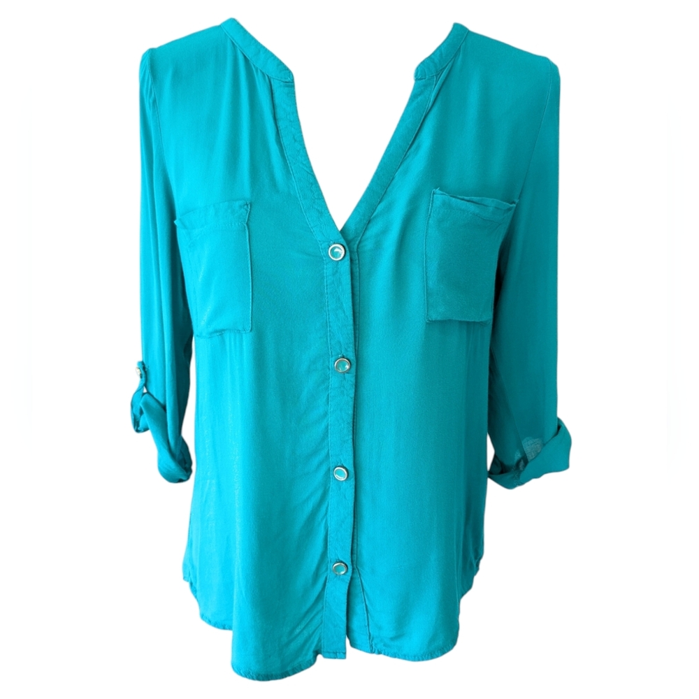 Needle & Thread Green Button Up Top Size Medium